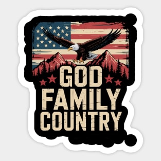 God Family Country American Flag Sticker